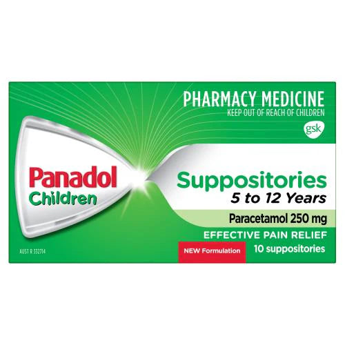 Panadol 250mg 5-12 Years 10 Suppositories